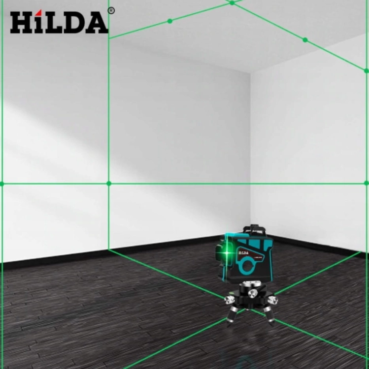 HILDA Poziomica Laserowa Laser 3D 12 linii + Statyw 160 cm