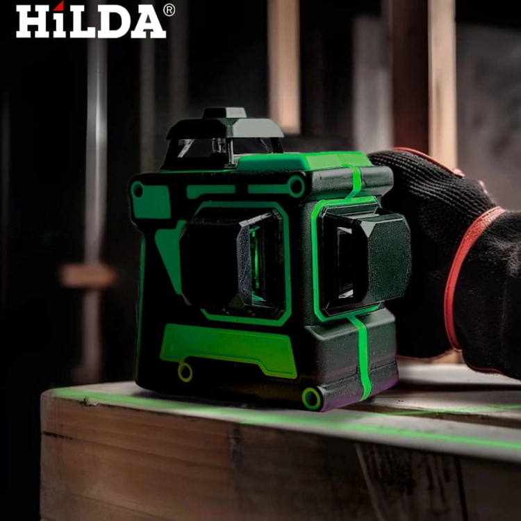 Hilda Poziomica 3D 12 Lini Laser Krzyżowy Samopoziomujący Statyw 2m