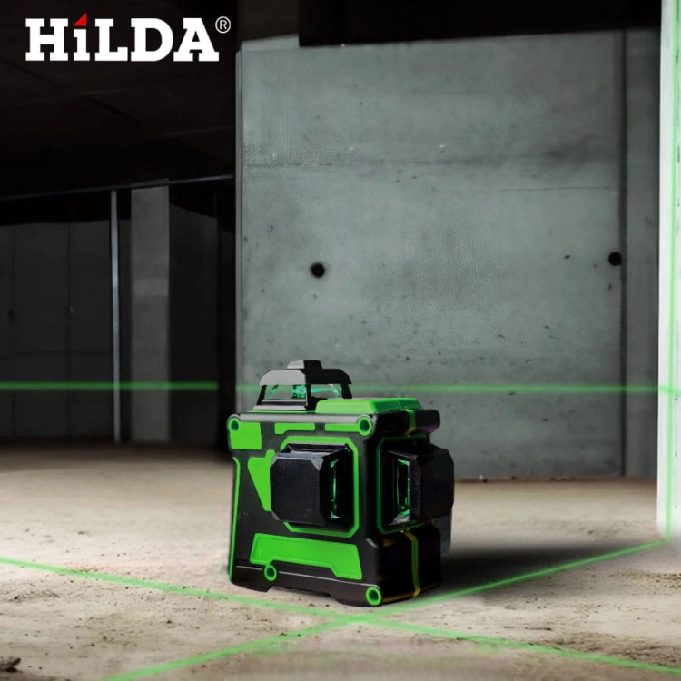 Hilda Poziomica 3D 12 Lini Laser Krzyżowy Samopoziomujący Statyw 2m