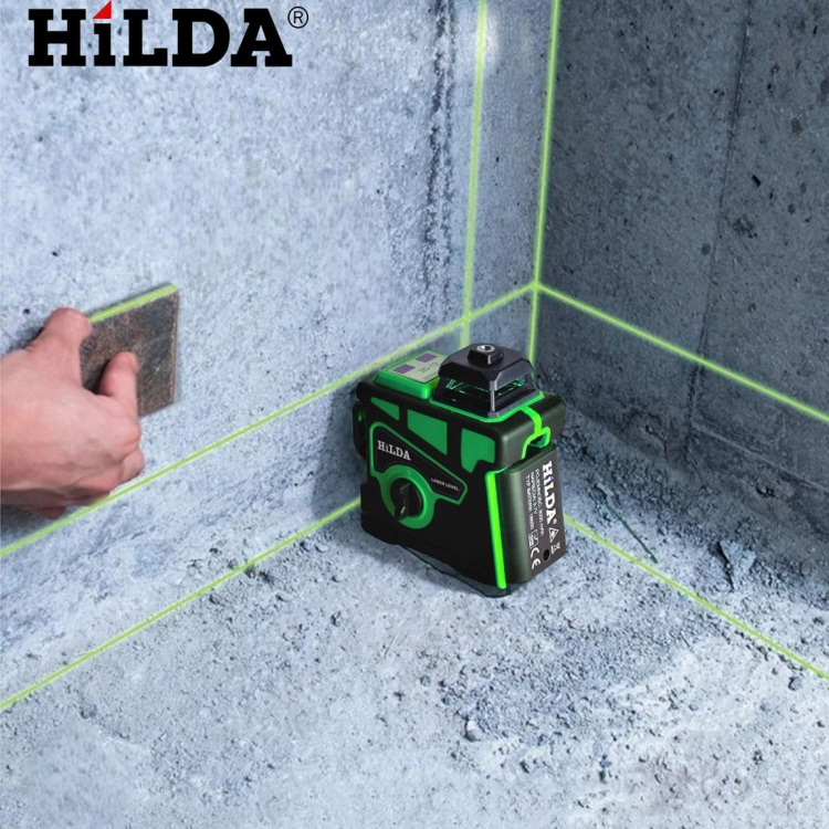 HILDA Poziomica Laserowa Laser 3D 12 linii + Statyw 160 cm