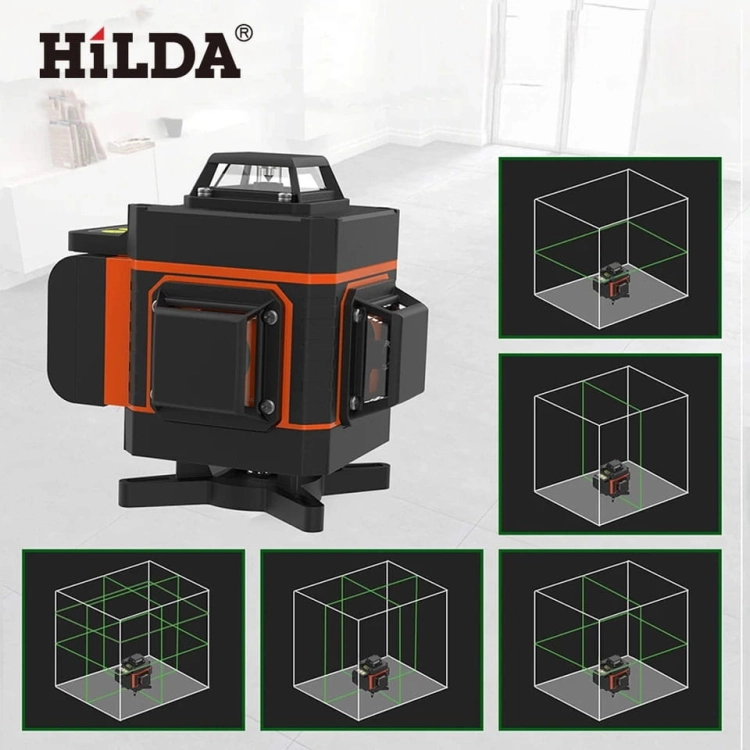 Hilda Poziomica 4D 360 Laserowa Laser Krzyżowy 2 Aku Tarcza Blokada Wahadła
