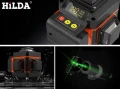 Hilda Poziomica 4D Laser Krzyżowy 2 Aku Blokada Wahadła + Odbiornik HD1