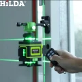 Hilda Poziomica 4D Laser Krzyżowy 2 Aku Blokada Wahadła + Odbiornik HD1