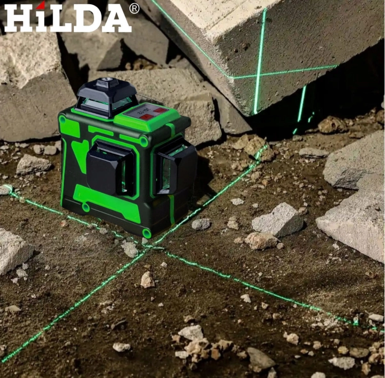 POZIOMICA LASEROWA LASER HILDA 3D 12 LINII PRO LASER KRZYŻOWY TYCZKA 290 cm
