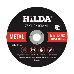 TARCZA TARCZE DO CIĘCIA METALU STALI STAL 75 X 10 X 1 MM SZLIFIERKI HILDA