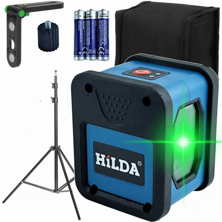 HILDA Poziomica Laserowa Laser Krzyżowy 2D Samopoziomująca Uchwyt Statyw 2M