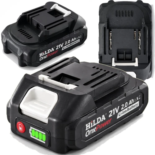 AKUMULATOR 21V LI-ION 2,0Ah HILDA BATERIA DO ELEKTRONARZĘDZI UNIWERSALNY Z INDYKACJA NALADOWANIA