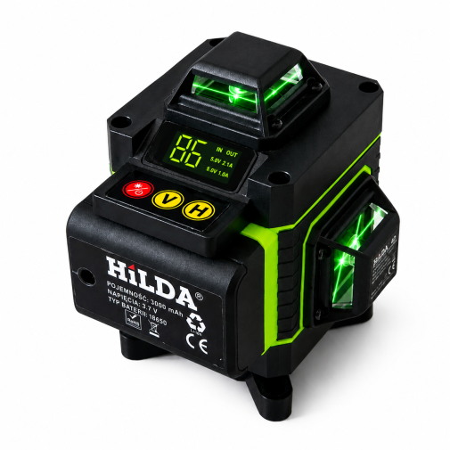 Hilda Poziomica 4D Pro 16 Linii Statyw 1,6 Metra Laser Krzyżowy Samopoziomujący Poziomica 360
