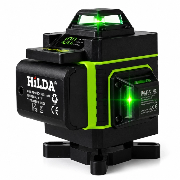 POZIOMICA LASEROWA HILDA 4D LASER KRZYŻOWY STATYW 200 CM ODBIORNIK DETEKTOR