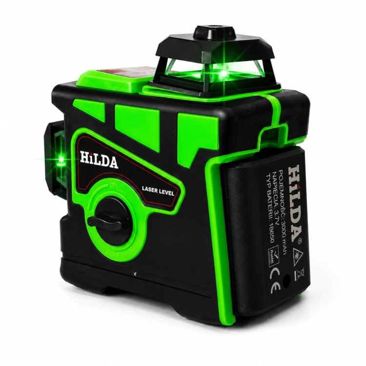 POZIOMICA LASEROWA LASER HILDA 3D 12 LINII PRO LASER KRZYŻOWY TYCZKA 290 cm