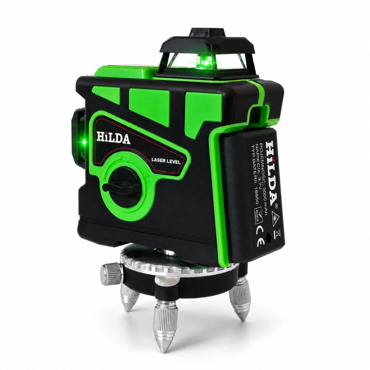 POZIOMICA LASEROWA LASER HILDA 3D 12 LINII PRO LASER KRZYŻOWY TYCZKA 290 cm