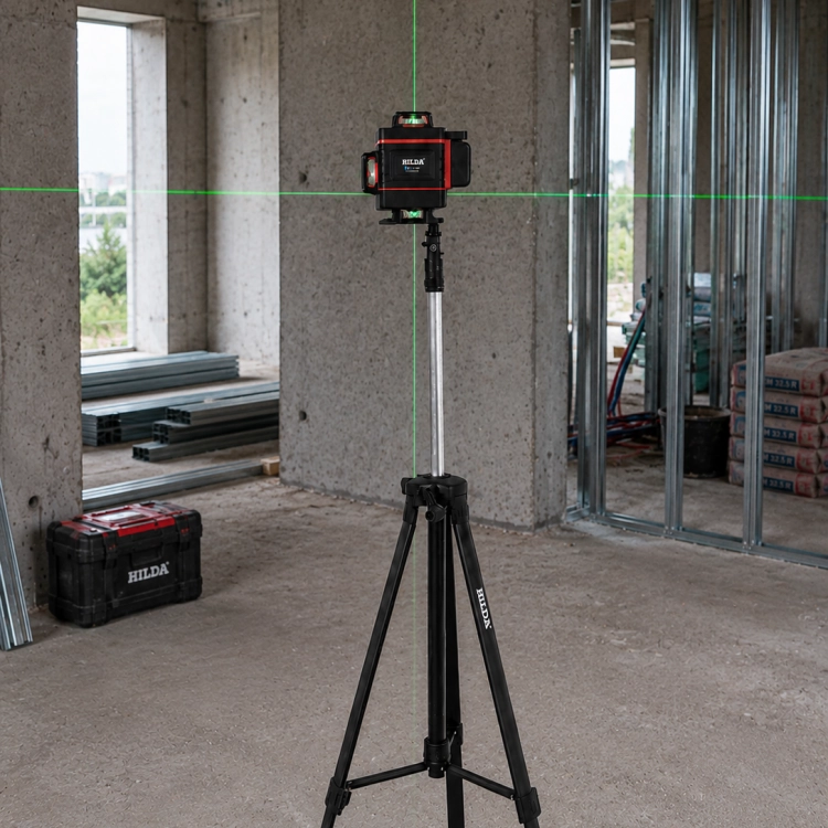Hilda Poziomica 4D Statyw 1,6 M Laser Krzyżowy 360 2 Aku Blokada Wahadła
