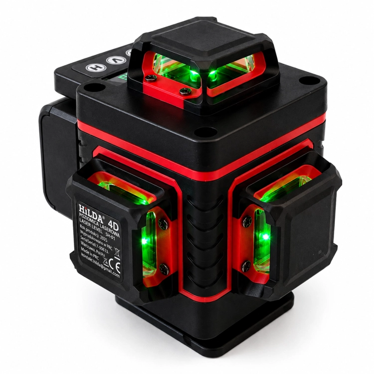Hilda Poziomica 4D Statyw 1,6 M Laser Krzyżowy 360 2 Aku Blokada Wahadła