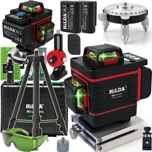 Hilda Poziomica 4D Statyw 1,6 M Laser Krzyżowy 360  2 Aku Blokada Wahadła