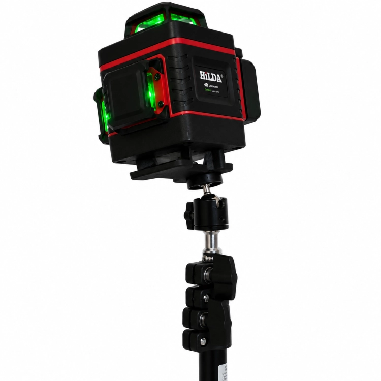 Hilda Poziomica 4D Statyw 2 Metry Laser Krzyżowy 360 2 Aku Blokada Wahadła