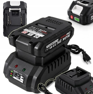 SZYBKA ŁADOWARKA + AKUMULATOR 21V 4Ah FAST CHARGER 2A 42W LED HILDA