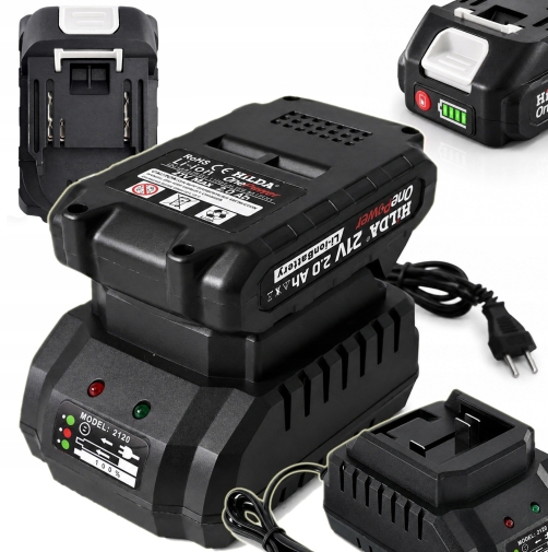SZYBKA ŁADOWARKA + AKUMULATOR 21V 2Ah FAST CHARGER 2A 42W LED HILDA