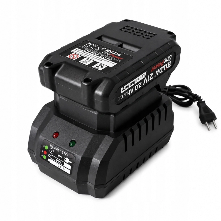 SZYBKA ŁADOWARKA + AKUMULATOR 21V 2Ah FAST CHARGER 2A 42W LED HILDA