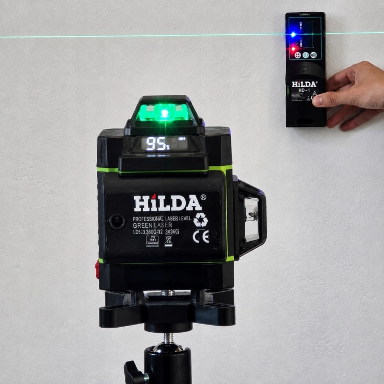 4D + Odbiornik HILDA Poziomica Laserowa 16 Linii Laser Krzyżowy 360°