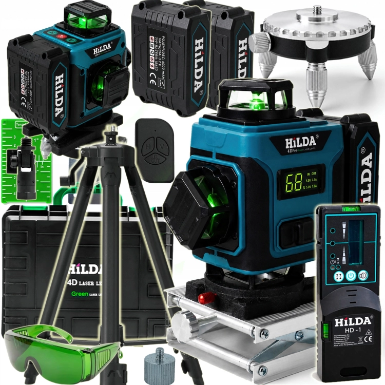 4D PRO STATYW 1,6 M ODBIORNIK POZIOMICA LASEROWA HILDA 16 LINII LASER