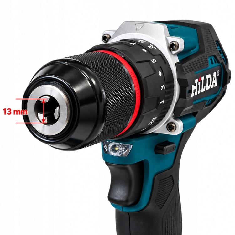 WKRĘTARKA AKUMULATOROWA WIERTARKA 2 Ah 21V 2 X AKU UDAROWA HILDA 13 MM BITY